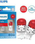 Philips LED W21W T20 7440 Ultinon Pro6000 Red Color Light Auto Rear Brake Stop Lamps No Flash Error Free 11065RU60X2, Pair