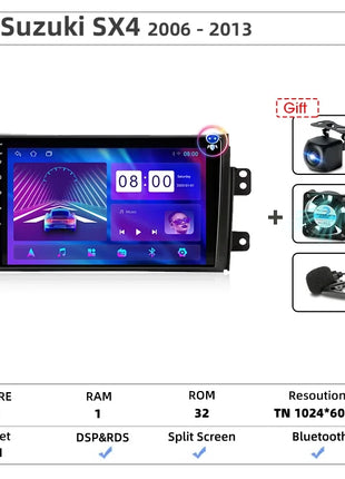 Srnubi Car Radio For Suzuki SX4 Cross 2006-2013 For Fiat Sedici Carplay Android Auto Radio Multimedia Player 4G Wifi GPS 2 Din
