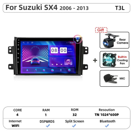Srnubi Car Radio For Suzuki SX4 Cross 2006-2013 For Fiat Sedici Carplay Android Auto Radio Multimedia Player 4G Wifi GPS 2 Din