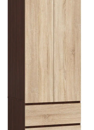 Armadio AKORD S60 Wenge 60 cm 2 ante 2 cassetti colore Rovere Sonoma Opaco 1 ripiano 60x51x180 cm