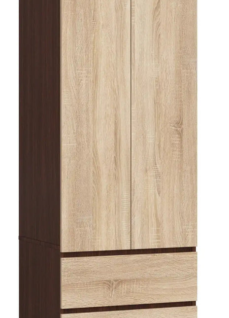 Armadio AKORD S60 Wenge 60 cm 2 ante 2 cassetti colore Rovere Sonoma Opaco 1 ripiano 60x51x180 cm