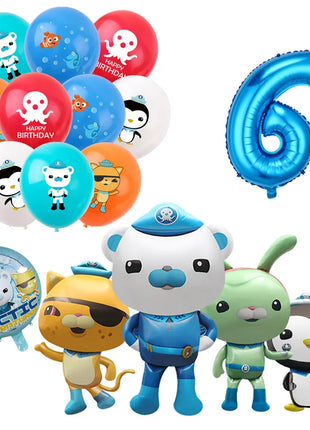 Decorazioni per Feste di Compleanno per Bambini Octonauts, Palloncini in Alluminio, Piatti di Carta, Sfondo con Capitano Oceanico, Pirata, Pinguino, Barnacles, Peso