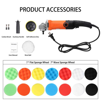 Podofo 1200W Rotary Car Buffer Polisher Waxer Detachable Handle for Boat Car Polishing and Waxing 8800RPM Sponge Rotary Polisher