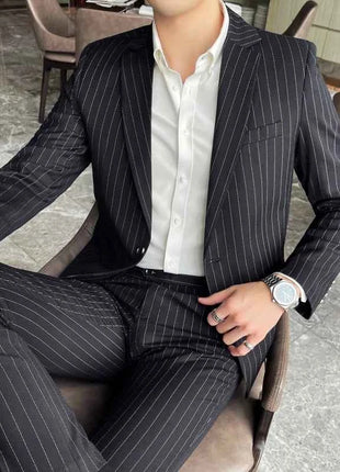 Abito Uomo 2 Pezzi Slim Fit a Righe - Giacca e Pantalone Business Casual