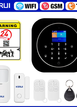 KERUI Sistema di Allarme di Sicurezza Domestica Supporto Alexa G12 Sistema di Allarme WIFI/GSM con App Telefono Sirena di Allarme Sensore PIR Tuya Smart APP