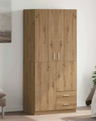 Armadio in rovere artigianale 80x52x180 cm in legno ingegnerizzato, armadio autoportante con vani contenitori, finitura rovere artigianale