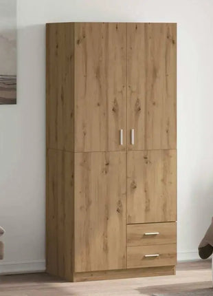Armadio in rovere artigianale 80x52x180 cm in legno ingegnerizzato, armadio autoportante con vani contenitori, finitura rovere artigianale
