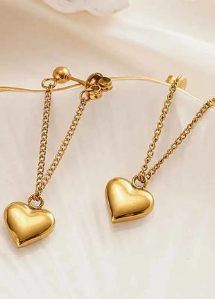 Orecchini Pendenti Huitan in Acciaio Inossidabile per Donne, Design Estetico a Catena con Cuore, Accessori Romantici per Matrimoni e Fidanzamenti, Gioielli di Tendenza