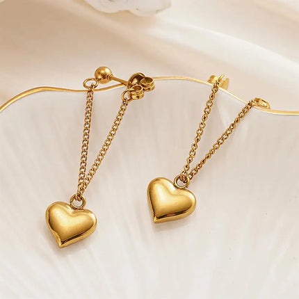 Orecchini Pendenti Huitan in Acciaio Inossidabile per Donne, Design Estetico a Catena con Cuore, Accessori Romantici per Matrimoni e Fidanzamenti, Gioielli di Tendenza