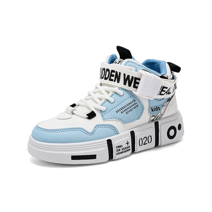 Scarpe da famiglia 2024 nuove scarpe sportive per bambini alte grandi bambini ragazzi fibbia casual scarpe da ballo blu resistenti all'usura antiscivolo