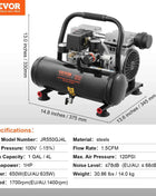 SucceBuy Air Compressor 750W/1450W/3000W Oil Free Air Compressor Quiet Portable Compressor Pump for Auto Repair Tire Inflation