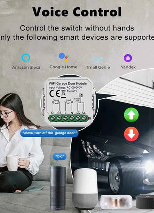 Tuya Mini WiFi Garage Door Opener Smart Life App Remote Voice Control Gate Door Switch module Works with Alice Alexa Google Home