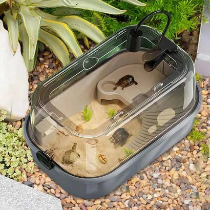 Multi-Functional Transparent Reptile Terrarium Turtle Aquarium with Easy Water ReplacementDesign ForLizardsTortoises Accessories