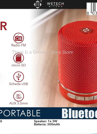 Altoparlante Bluetooth 5.0 Portatile in Tessuto, Mini Speaker Wireless 3W con Supporto Radio FM, Scheda TF, AUX, USB, per Uso Esterno