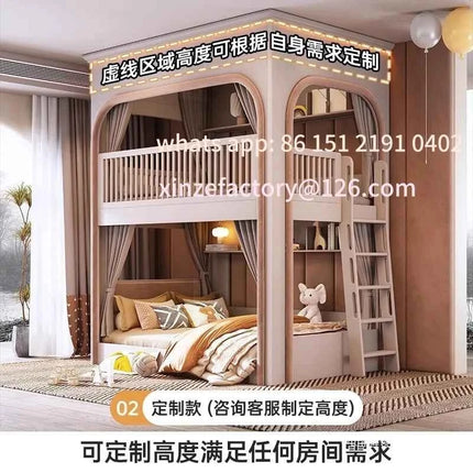 Customizable bunk beds Small apartment sibling bed High and low child and mother slide Space capsule Roof bed