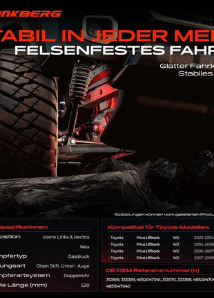 Frankberg 2x ammortizzatore per asse anteriore per Toyota Prius Liftback W2 1.5L 2003-2009 312869 333389 4852047041 312870 333388