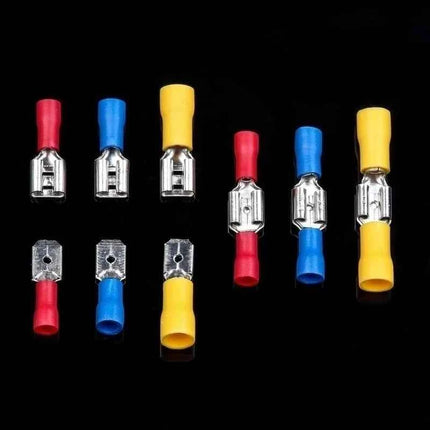 Connettore cavo isolato Cavo elettrico a crimpare Anello di testa a forcella Set anello Cappe a crimpare elettriche Terminali arrotolati Kit assortito