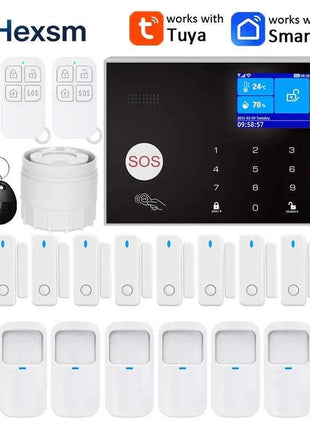 Sistema di allarme per casa WIFI GSM Allarme di sicurezza Host Ant-furto con gap porta Sensore di movimento PIR Tuya Smart App controllo lavoro Alexa
