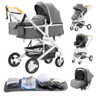 Multifunction 3 in 1 Baby Stroller with Car Seat and Sleeping Basket Baby Pram Lightweight Infant Pushchair Compact Folding Pram