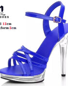 12cm Crystal Glitter Platform Sandals - Non-slip Transparent Wedding Shoes