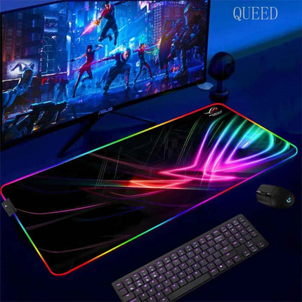 Cartoon Asus Deskmat Mouse Pad Gaming LED Mouse Mat 900x400 Mousemats Table Pads PC Office Desk Mat RGB Keyboard Mats XXL