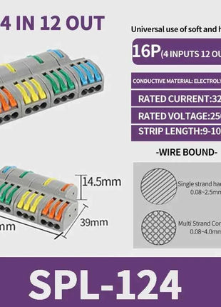 1 In Multiple Out Push-in Electrical Wire Connector Terminal Block Universal Fast Wiring Cable Connectors For Cable Connection