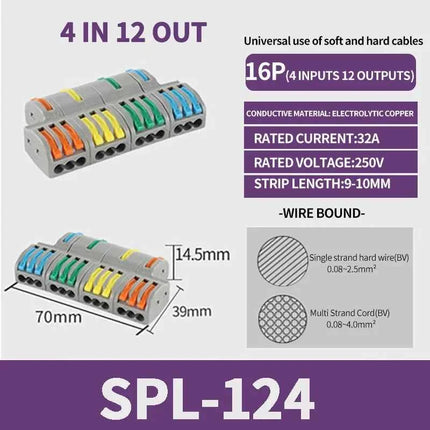 1 In Multiple Out Push-in Electrical Wire Connector Terminal Block Universal Fast Wiring Cable Connectors For Cable Connection