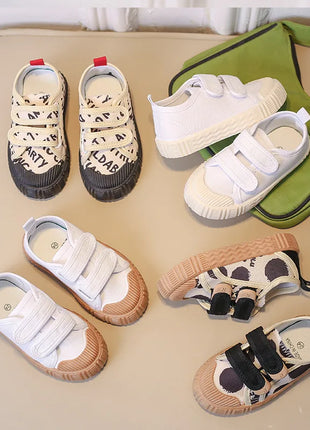 Toddler Shoes for Girls Boys Canvas Shoes with Soft Sole Non-Slip Letters Children Casual Shoes Kids Tenis Breathable Versatile Sneakers