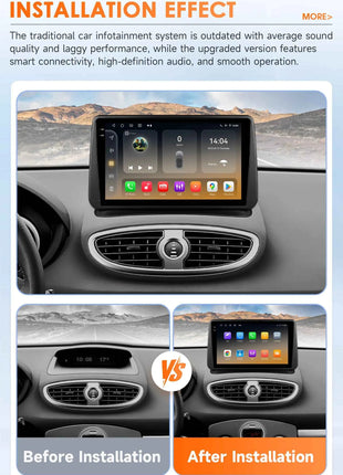 Hizpo Car Radio Autoradio for Renault Clio 3 2005 2006 2007-2014 Multimedia Player Wireless CarPlay Android Auto Stereo GPS 4G