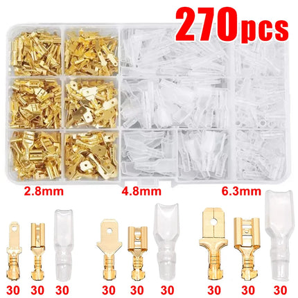 Kit di terminali a crimpare da 2.8/4.8/6.3mm, connettori a forcella maschio/femmina in rame con guaina isolante, scatola di connettori elettrici