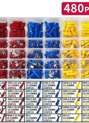 Assorted Electrical Crimp Terminal Kit 280/1500pcs - Cold Pressed Male Female Quick Connect Lugs for DIY & Repairs