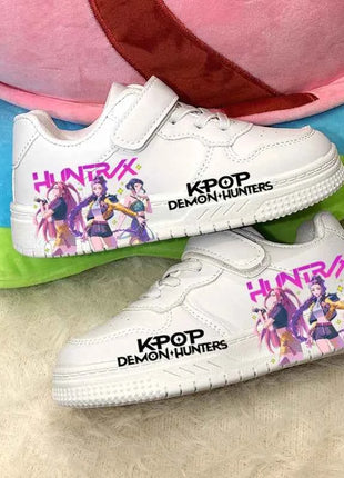 Scarpe Casual alla Moda per Bambini, Sneakers Sportive Bianche con Design Stampato KPOP, Antiscivolo e Traspiranti per Ragazzi e Ragazze