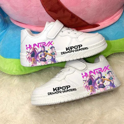 Scarpe Casual alla Moda per Bambini, Sneakers Sportive Bianche con Design Stampato KPOP, Antiscivolo e Traspiranti per Ragazzi e Ragazze