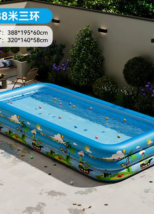 Inflatable Pool Made of Thick PVC, Foldable, Portable, Large for Families, Garden, Children and Adults, with Slide, Pool Accessories