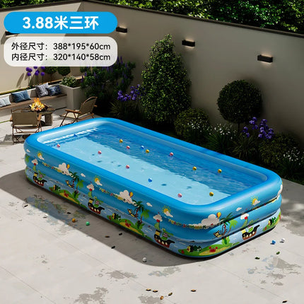 Piscina Gonfiabile in PVC Spesso, Pieghevole, Portatile, Grande per Famiglie, Giardino, Bambini e Adulti, con Scivolo, Accessori per Piscina