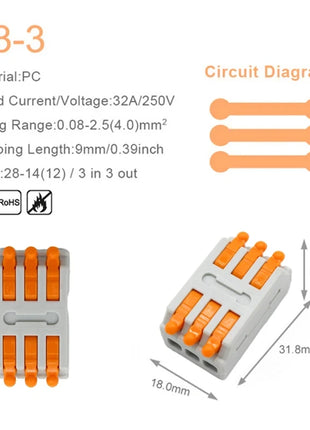 5/10PCS Universal Compact Wire Connector Quick Splitter Electrical Cable Terminal Block For 28-12AWG Small Wiring Connector