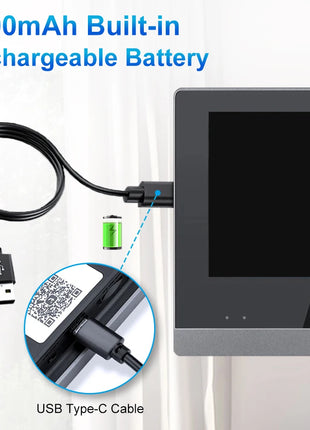 Videocitofono WiFi Smart Life Tuya 3MP 1080P con Telecamera Spioncino, Batteria 5000mAh, Rilevatore di Movimento PIR, Visione Notturna IR, Visore Digitale per Porta 5G 2.4G