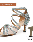 DKZSYIM Women's Latin Dance Shoes with Rhinestones - Salsa and Ballroom