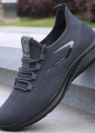 Men's Lightweight Breathable Knit Sneakers Non-Slip Basketball Running Training Shoes Black White Sports Shoes PU Sole