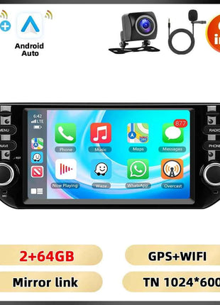 Podofo 6.2'' 2+64G Car Radio For Fiat Punto 2010-2016/Linea 2012-2015 Multimedia Player WIFI GPS Carplay Android Auto Car Stereo