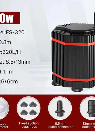360° Fish Tank Submersible Pump Mini Filter Cleaning Small Bottom Suction Pump Water Circulation Filter Pump Water Change Silent