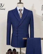 ST Cassy Elegant mens suits for wedding Slim fit Double Breasted Multiple buttons Casual Business Two-piece dress party outfit