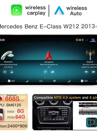 Uckazy 12.8" 2400*900 Snapdragon 665 Android 14 Car Multimedia Wireless CarPlay For Mercedes Benz E Class W212 2009 - 2015 Car Radio Player Video DSP Stereo Touch Screen 4G WiFi BT