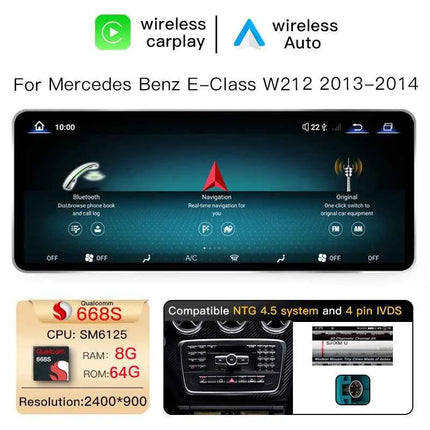 Uckazy 12.8" 2400*900 Snapdragon 665 Android 14 Car Multimedia Wireless CarPlay For Mercedes Benz E Class W212 2009 - 2015 Car Radio Player Video DSP Stereo Touch Screen 4G WiFi BT