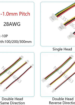 5/10 Pz SH 1.0mm Maschio/Femmina Connettore Con Filo 100/200/300mm Cavo 2/3/4/5/6/8/10P Spille Ponticello linea SH1.0 SHR Per Arduino