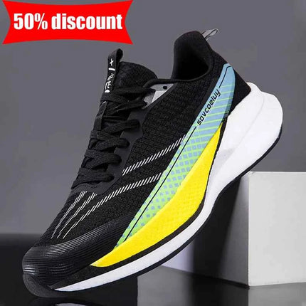 Scarpe sportive da uomo traspiranti con lacci, comode per il fitness quotidiano, scarpe da jogging elastiche, specializzate per l'allenamento all'aperto.