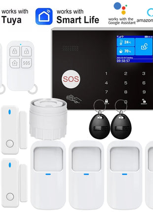 Telecamera WIFI Sistema di allarme GSM Sistema di allarme di sicurezza antifurto domestico wireless Tuya APP Sirena di controllo Rilevatore di movimento Sensore di fumo PIR
