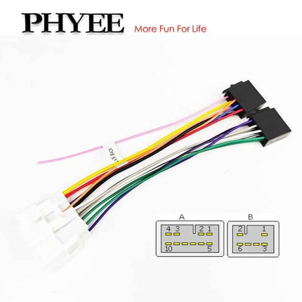 Adattatore per cablaggio radio, spina ISO, cavo connettore unità principale a 16 pin, per Toyota Corolla Camry Prius RAV4 Yaris Vios Hilux