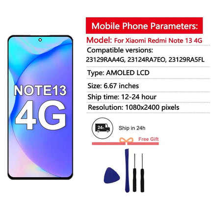 6.67 ''AMOLED Display Per Xiaomi Redmi Nota 13 4G Display LCD Touch Screen Digitizer Per Redmi Nota 13 4G Display LCD di Ricambio