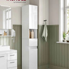 VASAGLE Tall Bathroom Cabinet, Slim Storage, Narrow Cupboard, Drawer, Adjustable Shelves, 30 x 30 x 170 cm, White